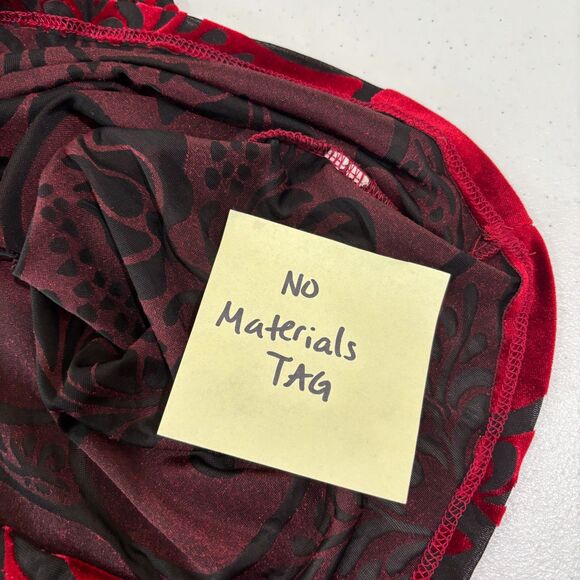 Karlie Red Burnout Velvet Top Women M Neck Cutout Floral Dark Fairy Romantic - Picture 9 of 9